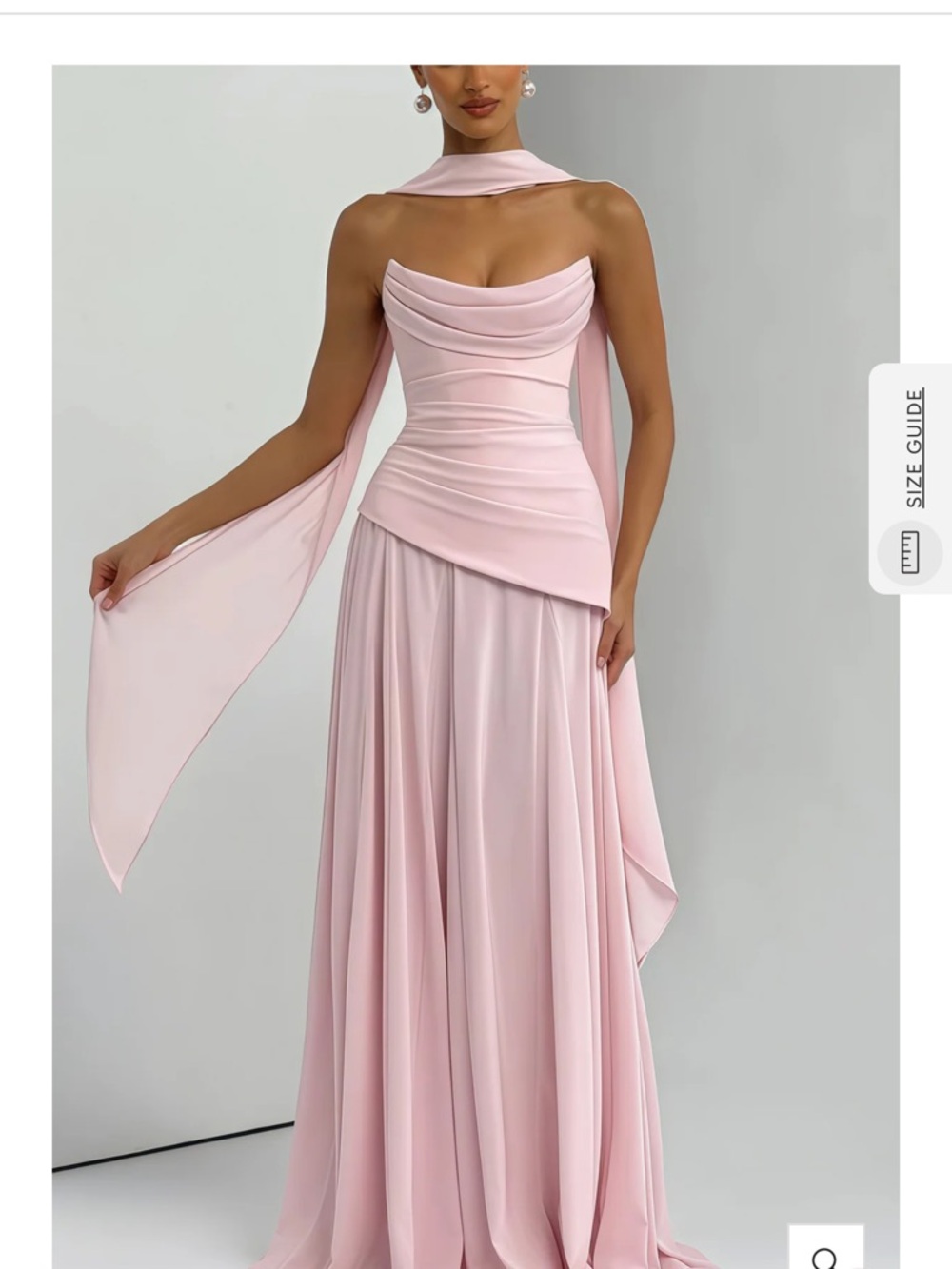 Romane Pink Strapless Corset Chiffon Maxi Dress